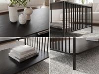 Couchtisch 110cm Eiche Optik Schwarz Sofatisch Wohnzimmertisch Beistelltisch – Ansicht 4