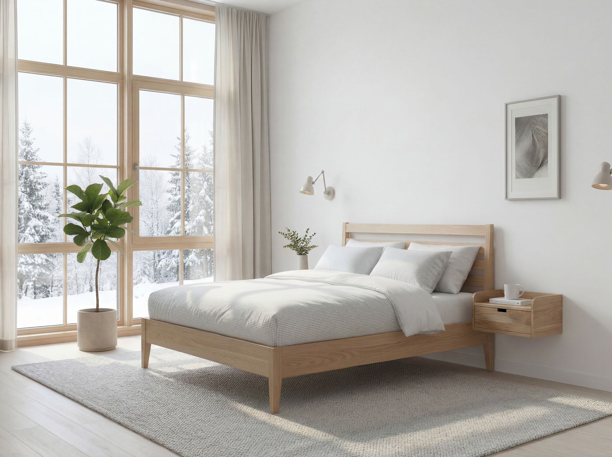 Nachttisch 45x30cm Massivholz Nachtkonsole Hängend mit Schublade schwebend – Ansicht 5