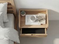 Nachttisch 45x30cm Massivholz Nachtkonsole Hängend mit Schublade schwebend – Ansicht 2