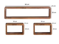 Standregal 3er Set Sheesham Holz Massiv Cube Dekoregal Holzregal Echtholz Regal – Ansicht 3