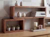 Standregal 3er Set Sheesham Holz Massiv Cube Dekoregal Holzregal Echtholz Regal – Ansicht 5