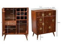 Hausbar Massivholz 75cm Barschrank Weinschrank Waben Muster Bar Möbel Handmade – Ansicht 3