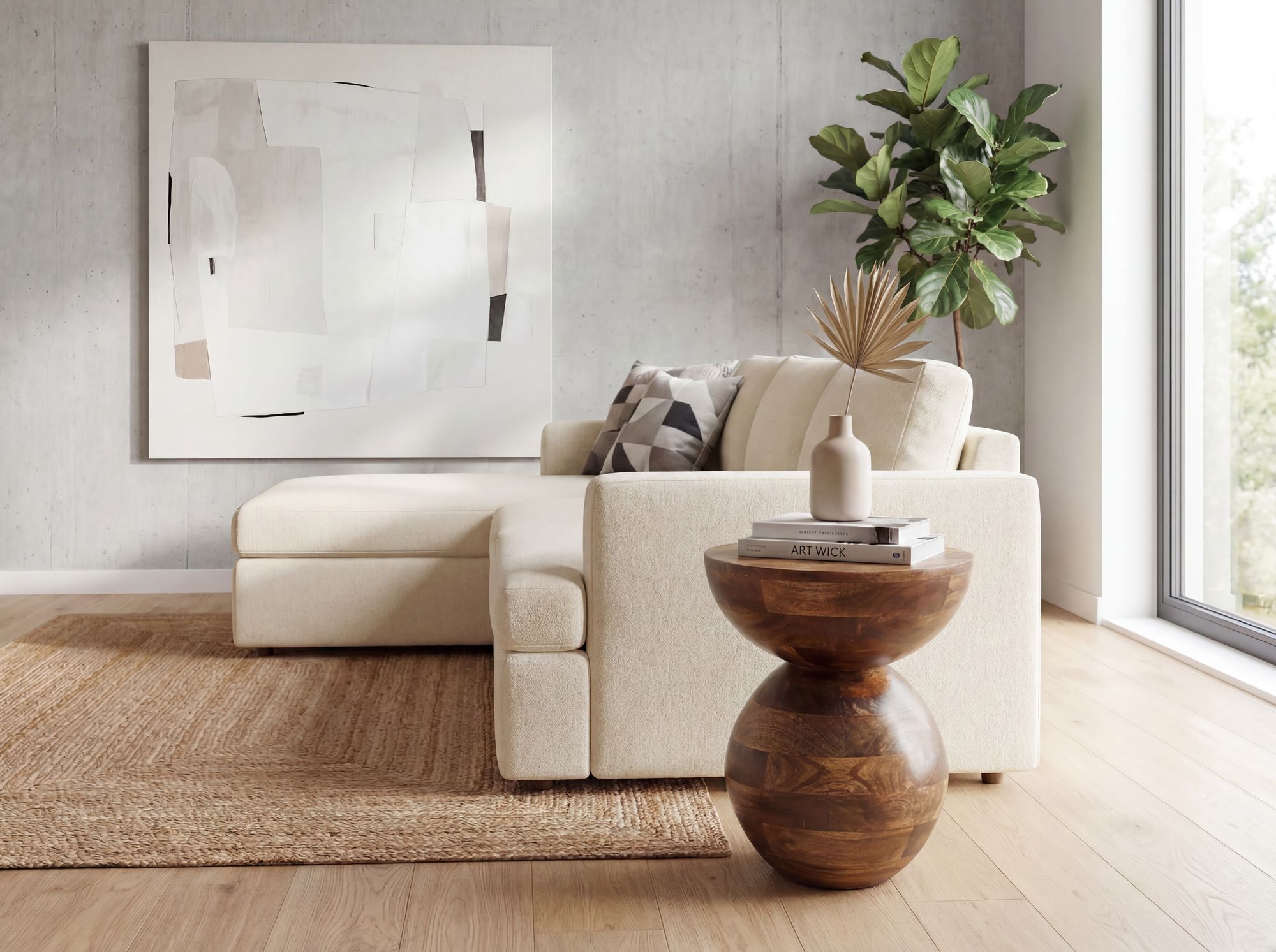 Beistelltisch Massivholz 35cm Couchtisch Wohnzimmertisch Rund Tisch Holz Klein – Ansicht 2