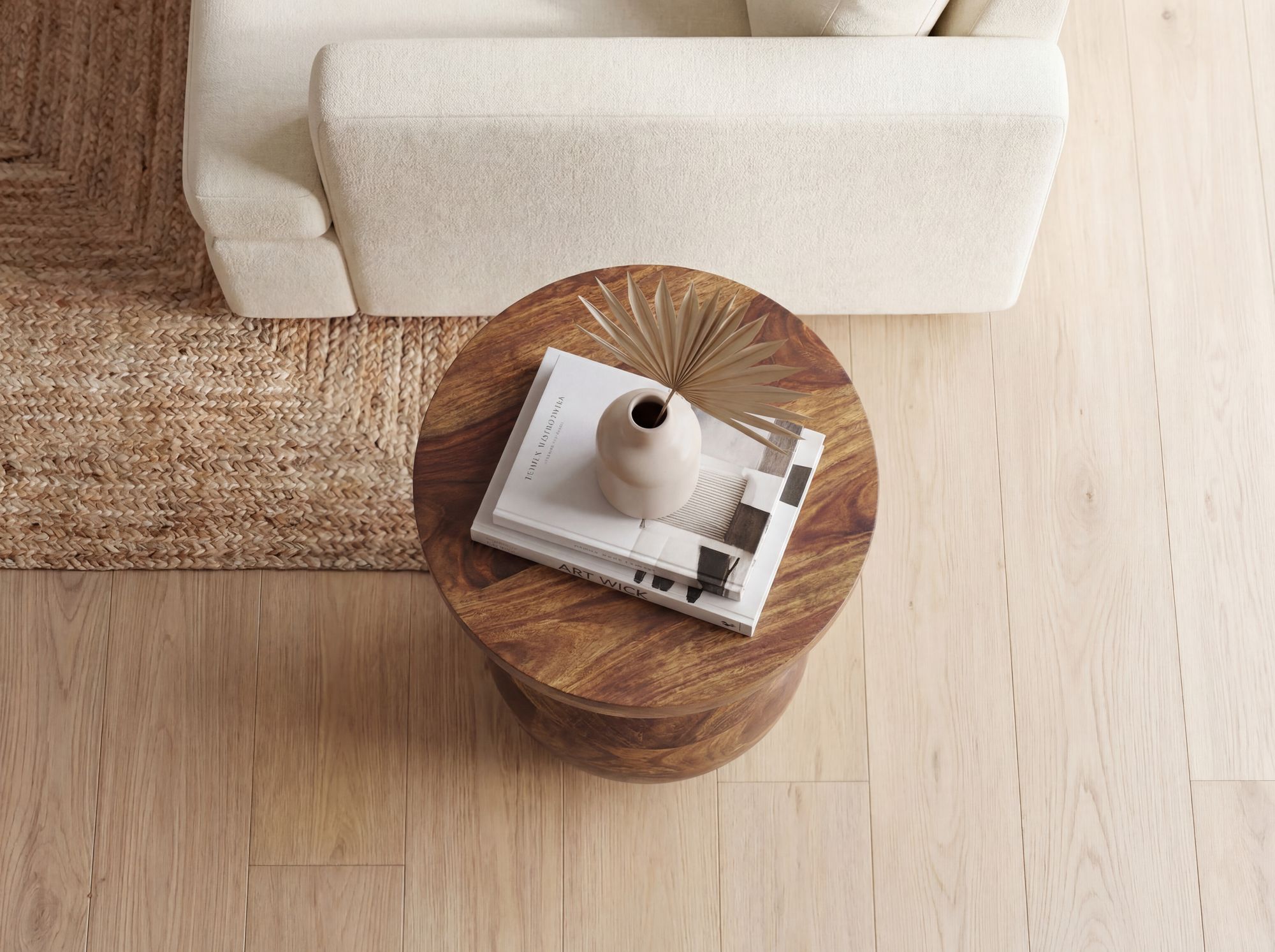 Beistelltisch Massivholz 35cm Couchtisch Wohnzimmertisch Rund Tisch Holz Klein – Ansicht 5