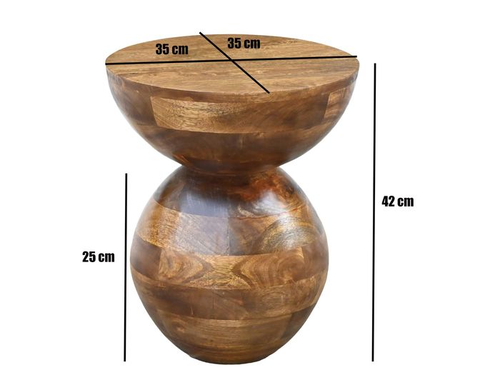 Beistelltisch Massivholz 35cm Couchtisch Wohnzimmertisch Rund Tisch Holz Klein – Maßzeichnung