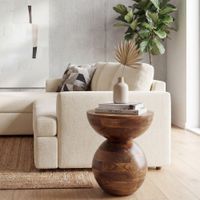 Beistelltisch Massivholz 35cm Couchtisch Wohnzimmertisch Rund Tisch Holz Klein – Ansicht 1