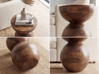 Beistelltisch Massivholz 35cm Couchtisch Wohnzimmertisch Rund Tisch Holz Klein – Ansicht 4