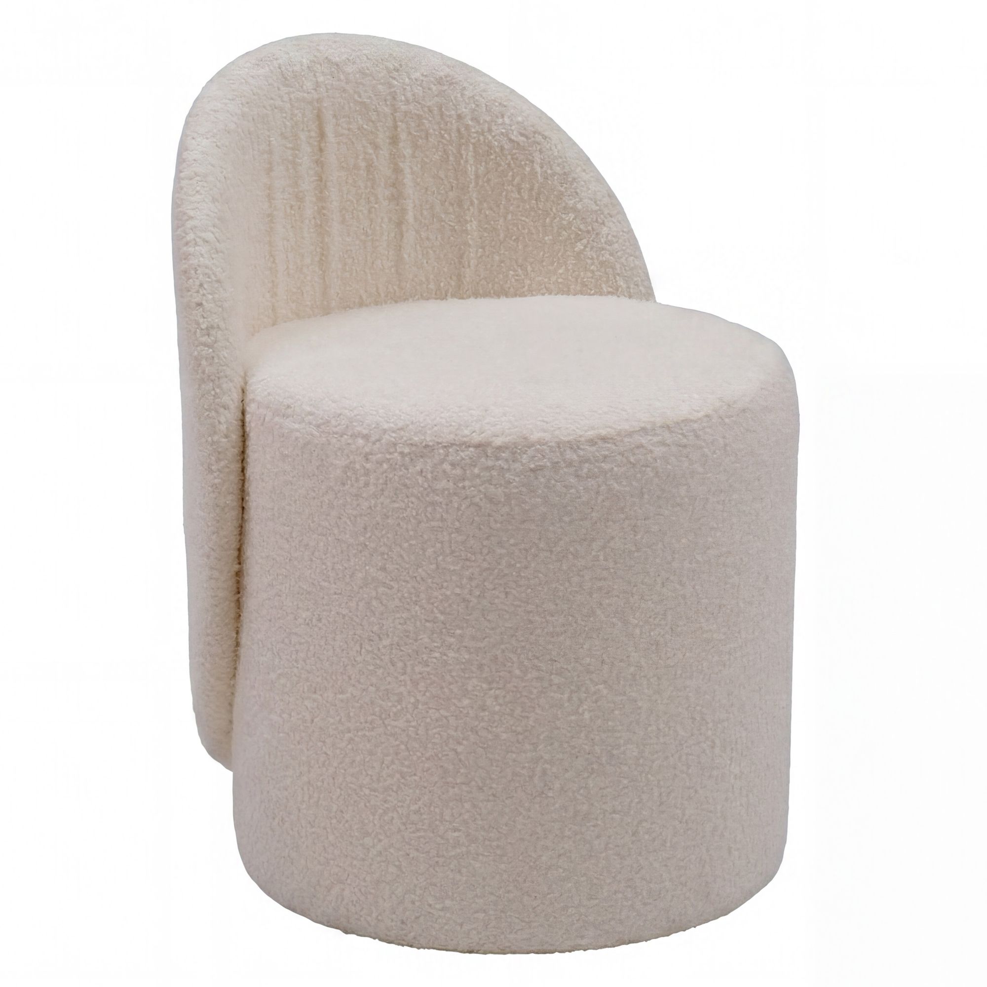 Sitzhocker Teddy Stoff 40cm Creme Stoffhocker Rund Polsterhocker Rückenlehne – Ansicht 6