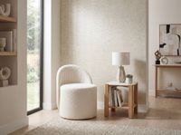 Sitzhocker Teddy Stoff 40cm Creme Stoffhocker Rund Polsterhocker Rückenlehne – Ansicht 2