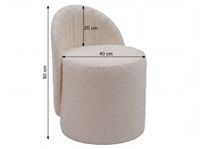 Sitzhocker Teddy Stoff 40cm Creme Stoffhocker Rund Polsterhocker Rückenlehne – Ansicht 3