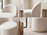 Sitzhocker Teddy Stoff 40cm Creme Stoffhocker Rund Polsterhocker Rückenlehne – Ansicht 4