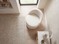 Sitzhocker Teddy Stoff 40cm Creme Stoffhocker Rund Polsterhocker Rückenlehne – Ansicht 5