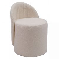 Sitzhocker Teddy Stoff 40cm Creme Stoffhocker Rund Polsterhocker Rückenlehne – Ansicht 6