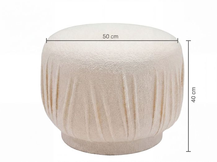 Sitzhocker Stoff 50cm Creme Stoffhocker Rund Polsterhocker Beistellhocker Klein – Maßzeichnung