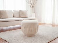 Sitzhocker Stoff 50cm Creme Stoffhocker Rund Polsterhocker Beistellhocker Klein – Ansicht 2
