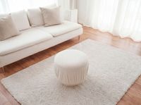 Sitzhocker Stoff 50cm Creme Stoffhocker Rund Polsterhocker Beistellhocker Klein – Ansicht 5