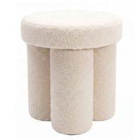 Sitzhocker Teddy Stoff 40cm Creme Stoffhocker Rund Polsterhocker Beistellhocker – Ansicht 6
