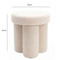 Sitzhocker Teddy Stoff 40cm Creme Stoffhocker Rund Polsterhocker Beistellhocker – Ansicht 3