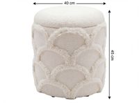 Sitzhocker mit Stauraum Teddy Stoff 40cm Creme Stoffhocker Rund Polsterhocker – Ansicht 3