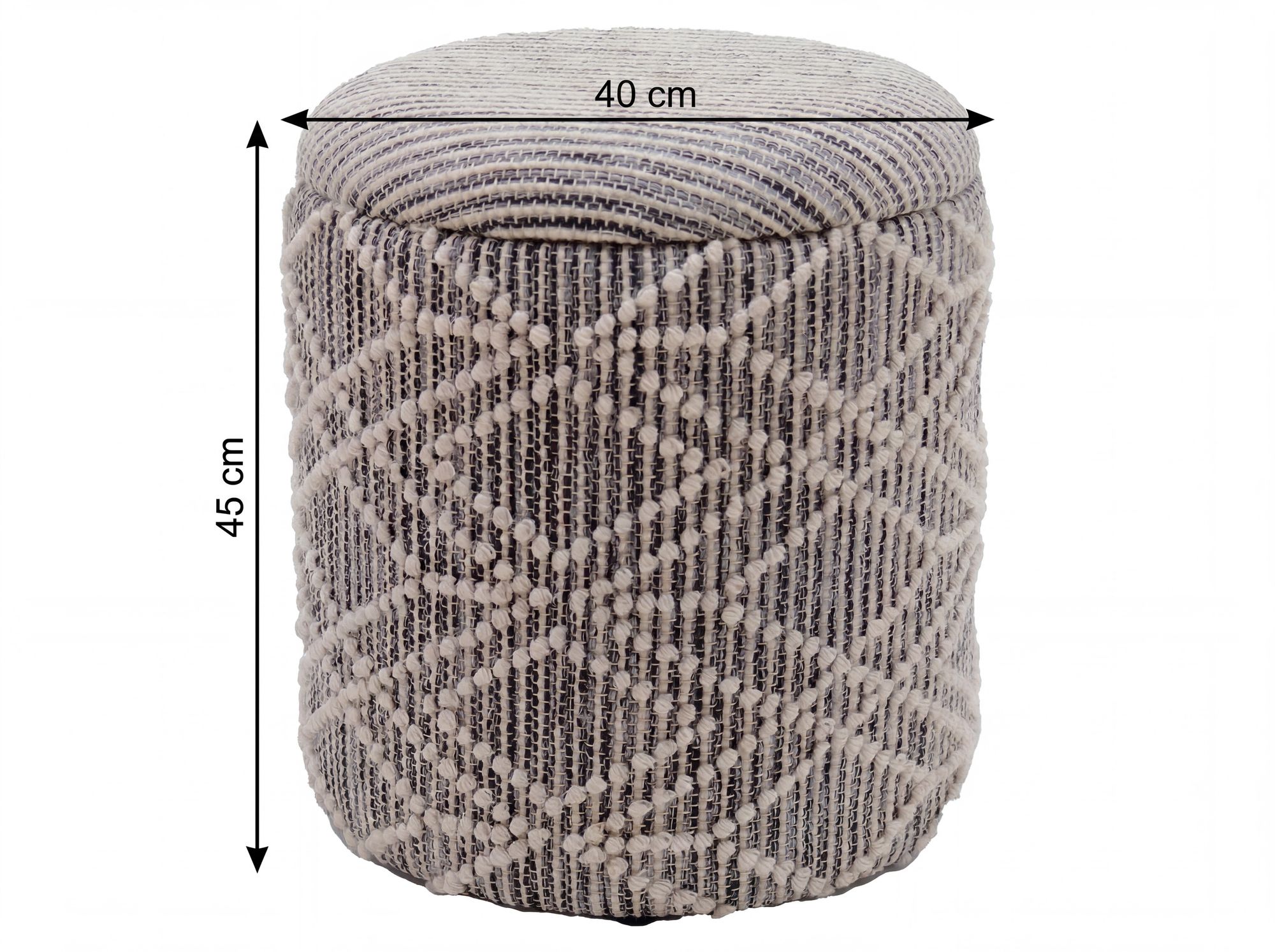 Sitzhocker mit Stauraum Stoff 40cm Grau Stoffhocker Rund Polsterhocker Hocker – Ansicht 3