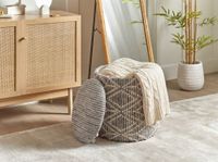 Sitzhocker mit Stauraum Stoff 40cm Grau Stoffhocker Rund Polsterhocker Hocker – Ansicht 4