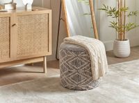 Sitzhocker mit Stauraum Stoff 40cm Grau Stoffhocker Rund Polsterhocker Hocker – Ansicht 2