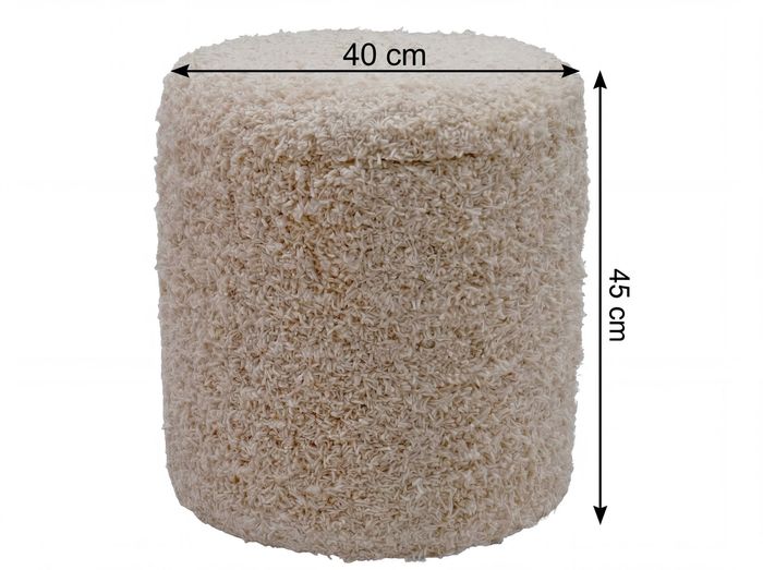 Sitzhocker mit Stauraum Wolle 40cm Beige Stoffhocker Rund Polsterhocker Stoff – Maßzeichnung
