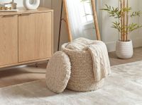 Sitzhocker mit Stauraum Wolle 40cm Beige Stoffhocker Rund Polsterhocker Stoff – Ansicht 5