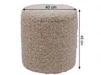 Sitzhocker mit Stauraum Wolle 40cm Beige Stoffhocker Rund Polsterhocker Stoff – Ansicht 3