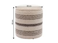 Sitzhocker mit Stauraum Wolle 40cm Beige Stoffhocker Rund Polsterhocker Stoff – Ansicht 3