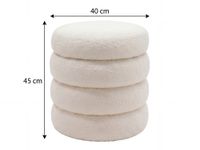Sitzhocker mit Stauraum Teddy Stoff 40cm Creme Stoffhocker Rund Polsterhocker – Ansicht 3