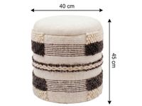 Sitzhocker mit Stauraum Wolle 40cm Beige Stoffhocker Rund Polsterhocker Stoff – Ansicht 3