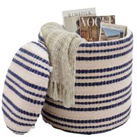 Sitzhocker Stauraum Baumwolle 40cm Beige Stoffhocker Rund Polsterhocker Stoff – Ansicht 3