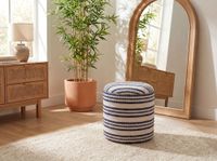 Sitzhocker Stauraum Baumwolle 40cm Beige Stoffhocker Rund Polsterhocker Stoff – Ansicht 5