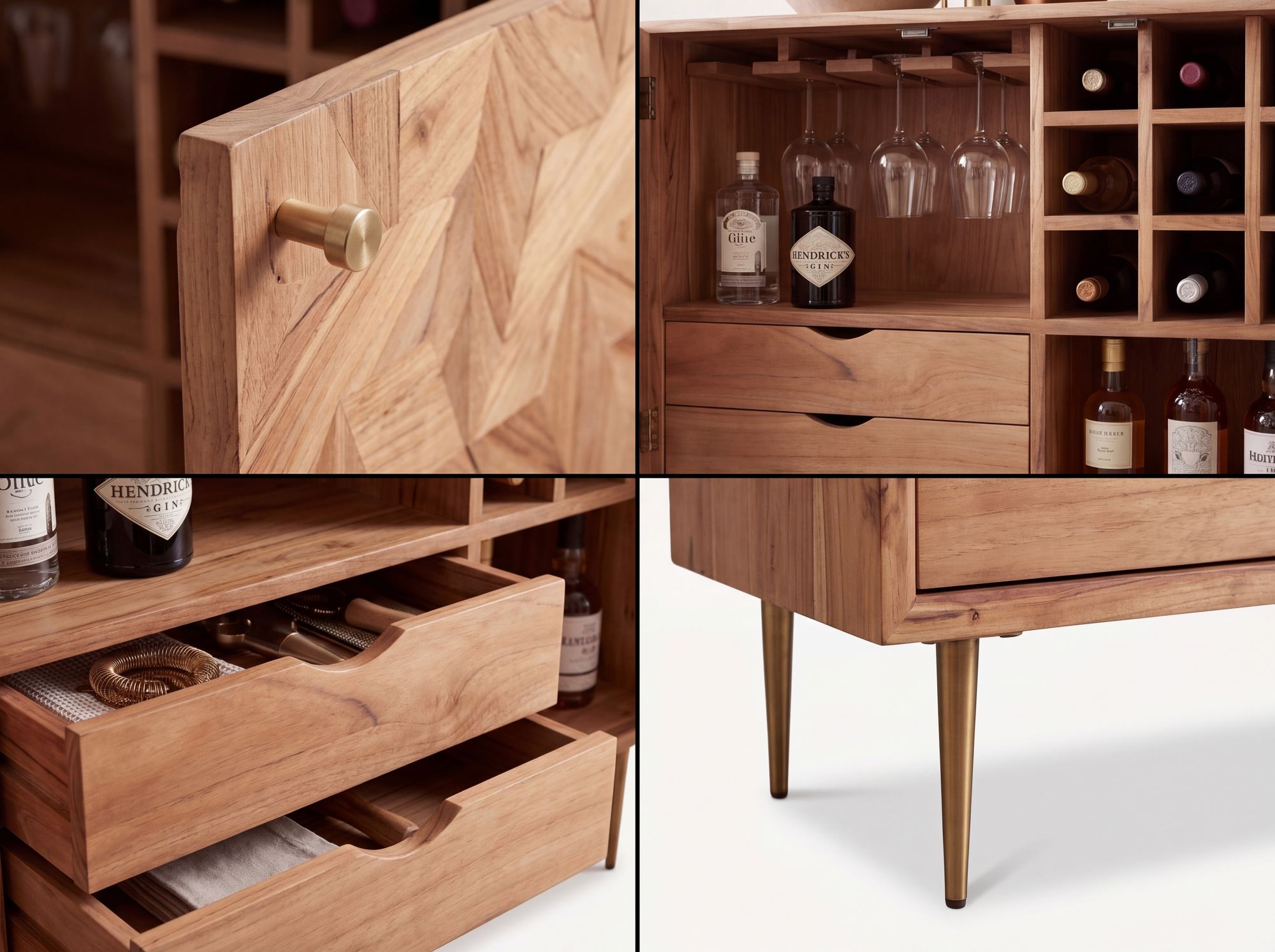 Hausbar Massivholz 90cm Barschrank Weinschrank Getränkeschrank Design Bar Möbel – Ansicht 5