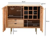 Hausbar Massivholz 90cm Barschrank Weinschrank Getränkeschrank Design Bar Möbel – Ansicht 3