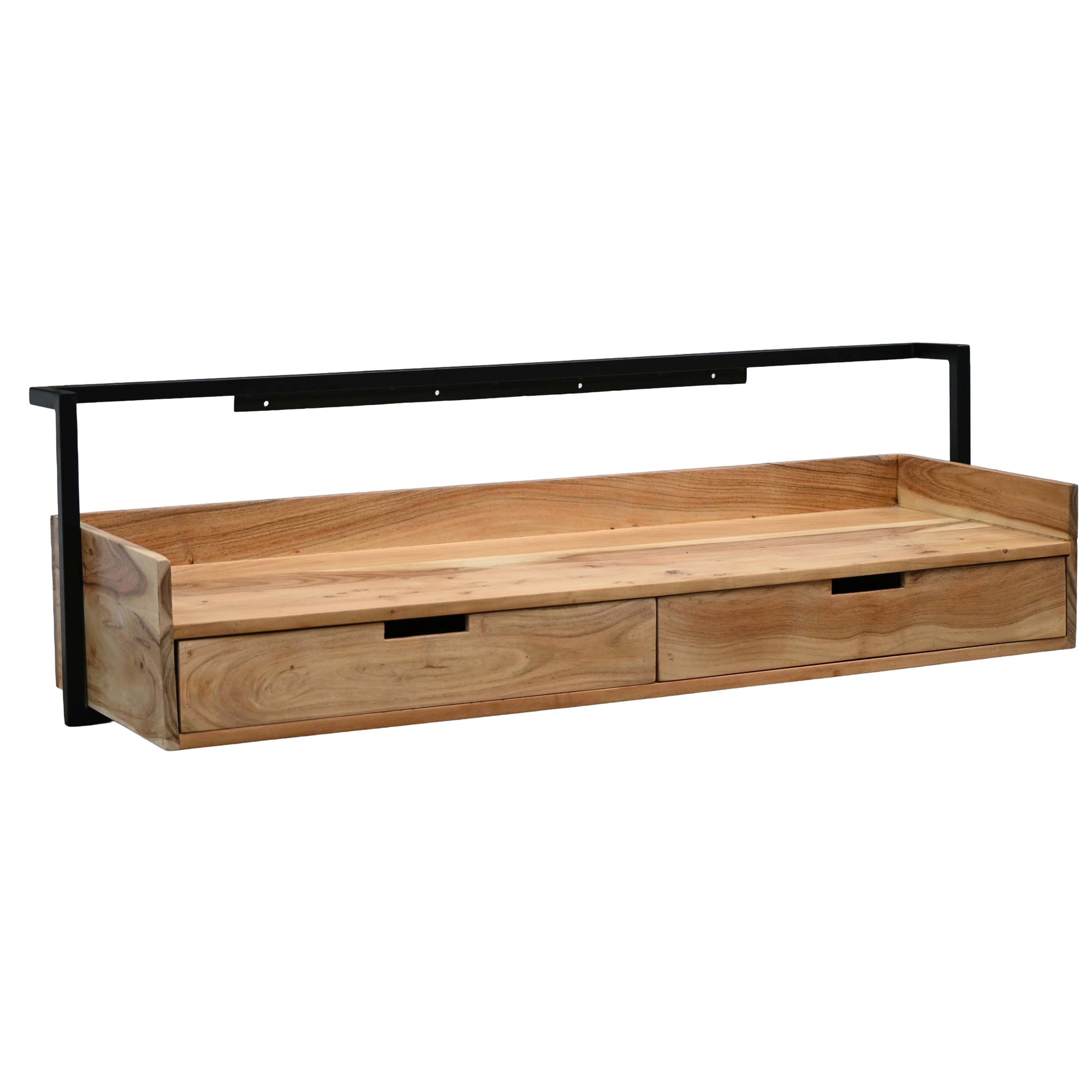 Wandschreibtisch 120cm Massivholz Stauraum Schreibtisch für die Wand Schwebend – Ansicht 6