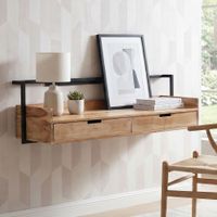 Wandschreibtisch 120cm Massivholz Stauraum Schreibtisch für die Wand Schwebend – Ansicht 1
