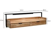 Wandschreibtisch 120cm Massivholz Stauraum Schreibtisch für die Wand Schwebend – Ansicht 3