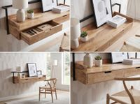 Wandschreibtisch 120cm Massivholz Stauraum Schreibtisch für die Wand Schwebend – Ansicht 4