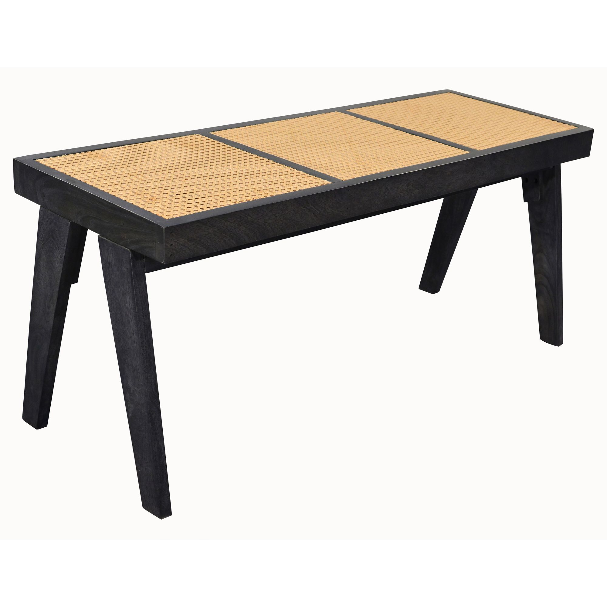Sitzbank Rattan Massivholz 120cm Bettbank Holzbank Flurbank Design Bank Handmade – Ansicht 6