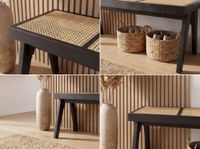 Sitzbank Rattan Massivholz 120cm Bettbank Holzbank Flurbank Design Bank Handmade – Ansicht 4