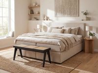 Sitzbank Rattan Massivholz 120cm Bettbank Holzbank Flurbank Design Bank Handmade – Ansicht 5