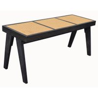Sitzbank Rattan Massivholz 120cm Bettbank Holzbank Flurbank Design Bank Handmade – Ansicht 6