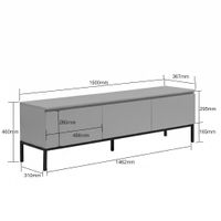 Lowboard 150 cm Grau TV Schrank Schublade Fernsehkommode Stauraum Fernsehschrank – Ansicht 3
