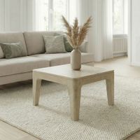 Couchtisch 60cm Massivholz white wash Sofatisch Wohnzimmertisch Beistelltisch – Ansicht 1
