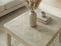 Couchtisch 60cm Massivholz white wash Sofatisch Wohnzimmertisch Beistelltisch – Ansicht 5