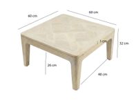 Couchtisch 60cm Massivholz white wash Sofatisch Wohnzimmertisch Beistelltisch – Ansicht 3