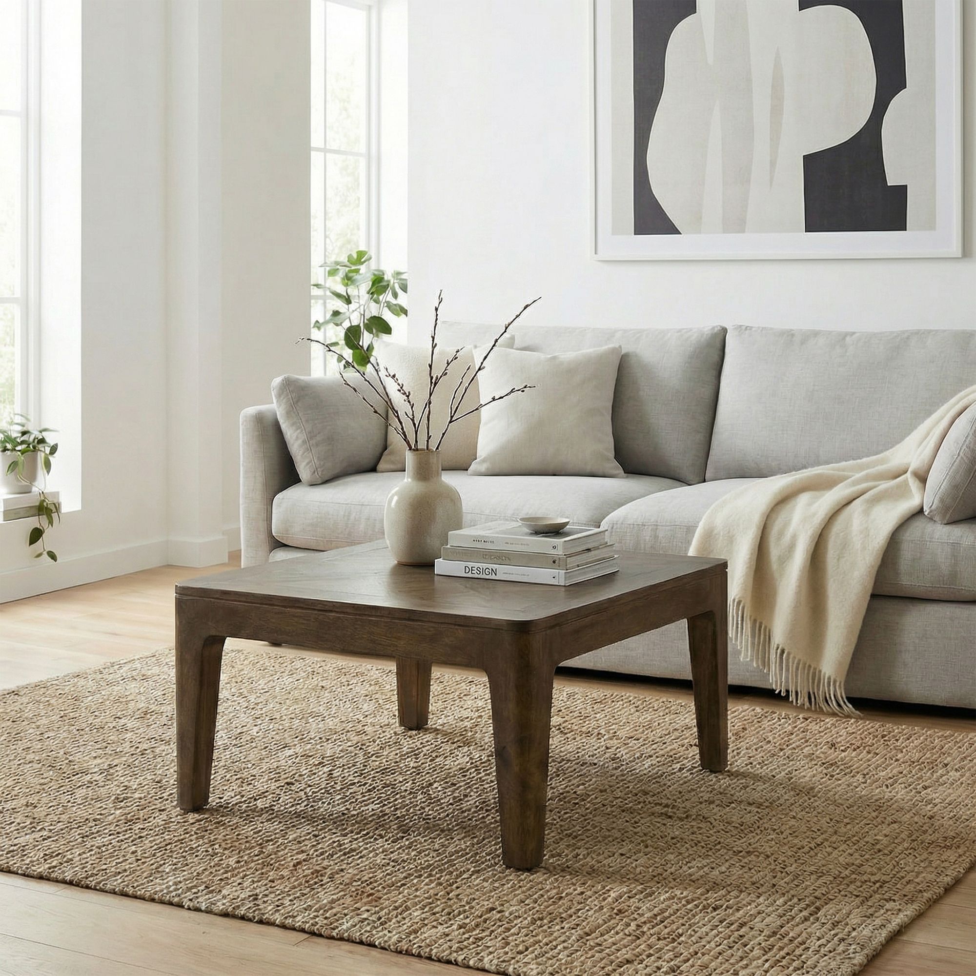 Couchtisch 60cm Mango Massivholz Walnuss Sofatisch Wohnzimmertisch Beistelltisch – Ansicht 1