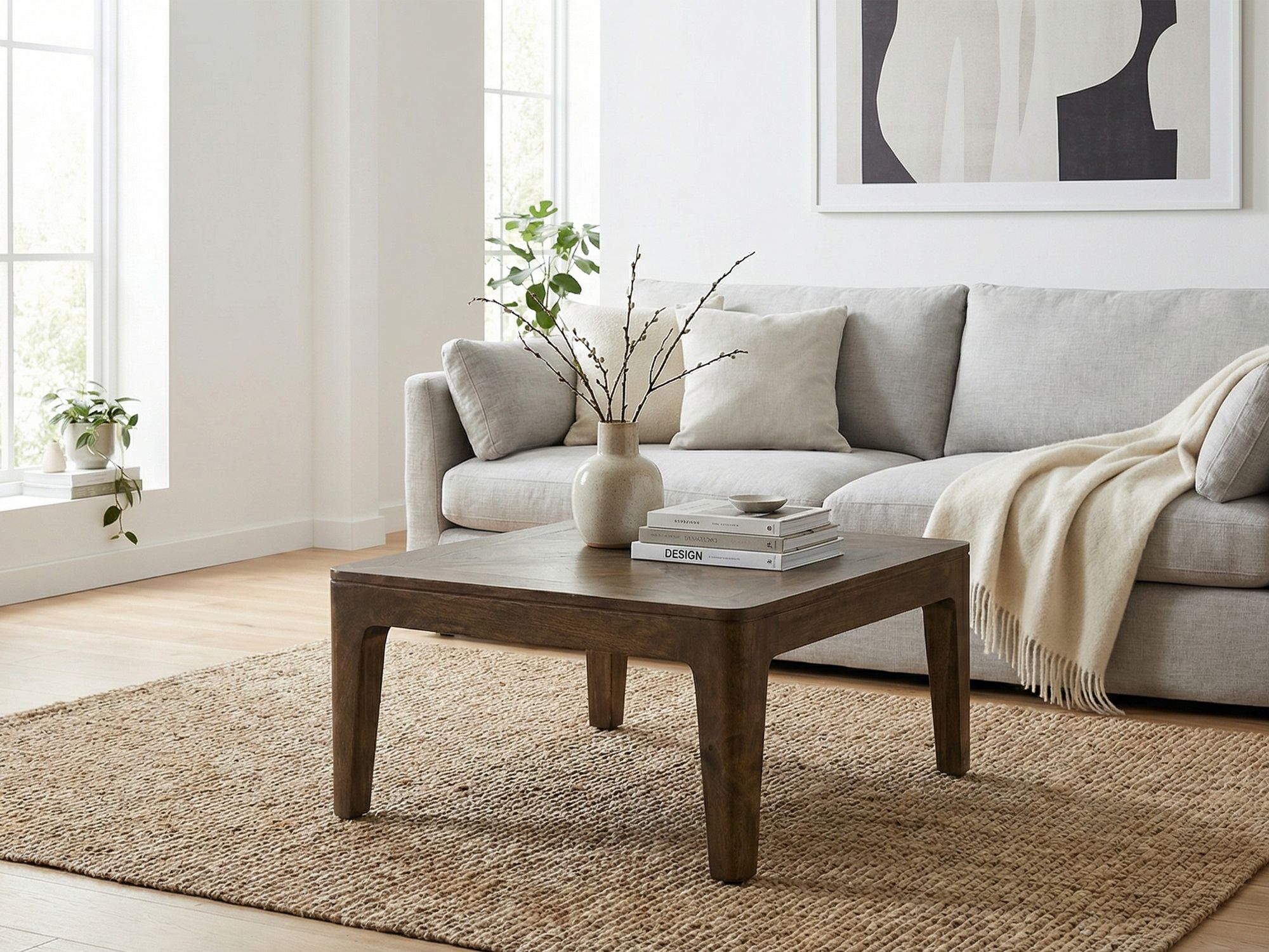 Couchtisch 60cm Mango Massivholz Walnuss Sofatisch Wohnzimmertisch Beistelltisch – Ansicht 5